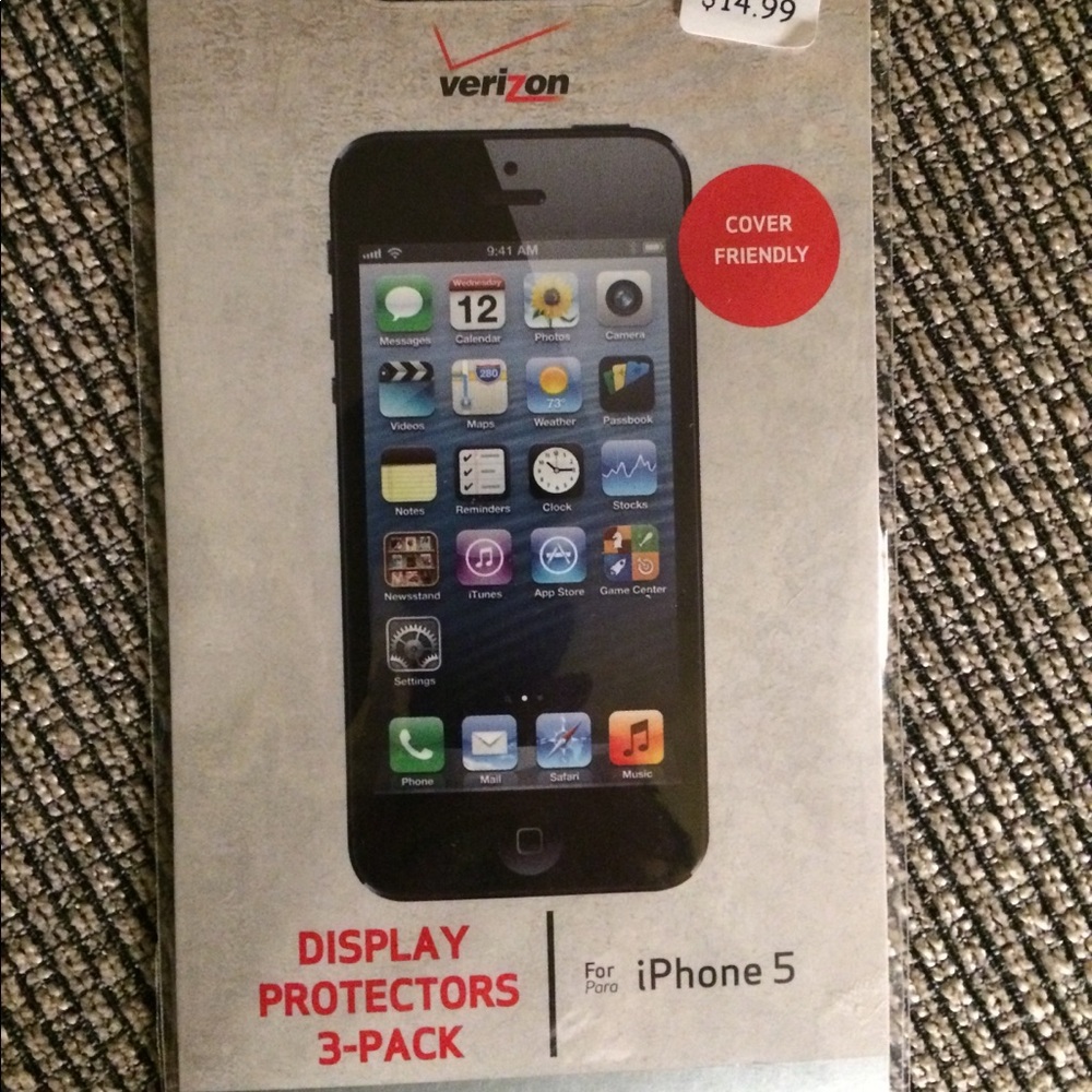 NWT Verizon 3 pk display protectors for iPhone 5.